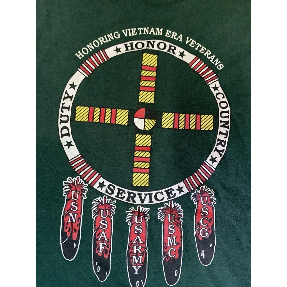 Mens‎ XXL Vintage Honoring Vietnam Veterans Fruit Of The Loom Green Tshirt 90s